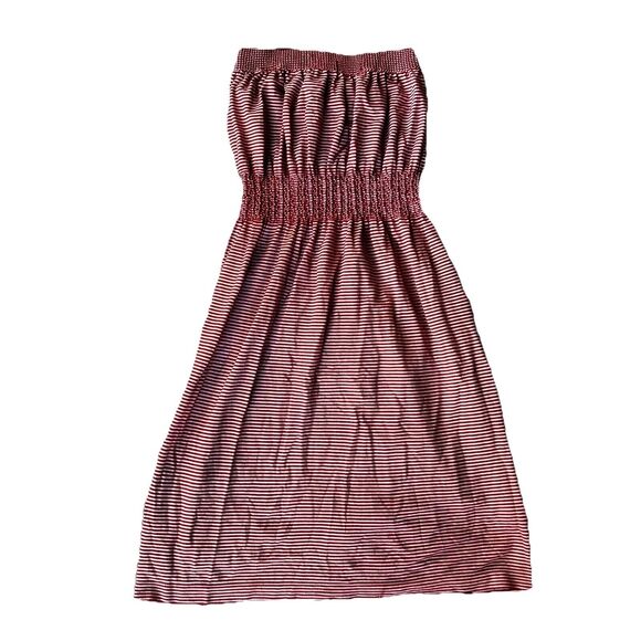 ANGIE Dress Sz S Red White Stripes Strapless Dress Midi Length Summer Tube Top - Picture 6 of 11